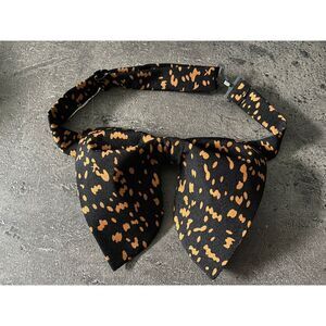 Handmade Oversized Bow tie Vintage style 70`s‎ Paisley Black/Brown Wedding Gift